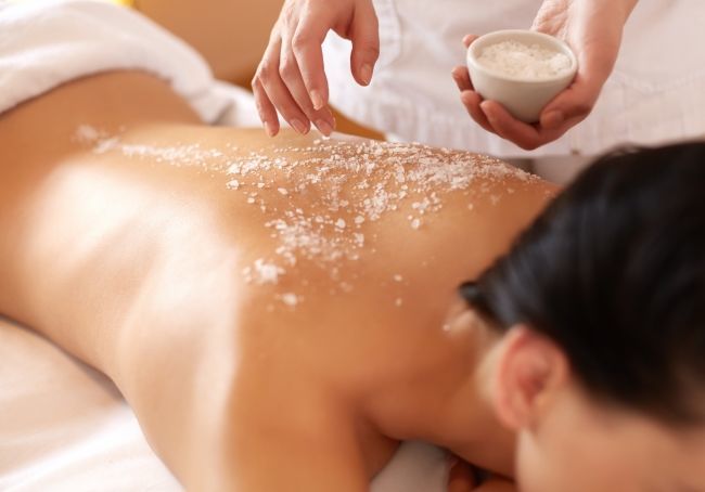 Woman relaxing in the Harmony Spa Jacuzzi.